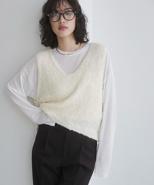 ベスト ジレ フィルムヤーンニットベスト レディース URBAN RESEARCH ベスト ジレ ペーパーヤーンチュニックニット