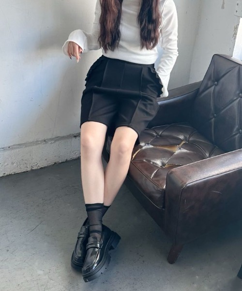 hugi パンツ FRILL BERMUDA SHORTS/フリルバルミューダパンツ