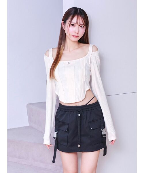 EATME（イートミー） tシャツ カットアウトショルダーリブTOP 