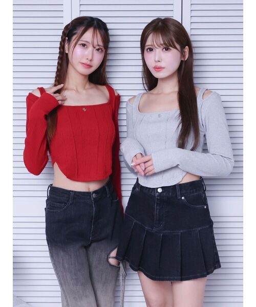 EATME（イートミー） tシャツ カットアウトショルダーリブTOP 