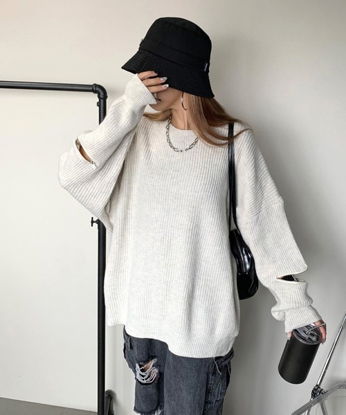 「non-hedge」 長袖ニット FREE グレー レディース_画像3