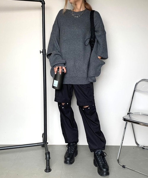 「non-hedge」 長袖ニット FREE グレー レディース_画像4