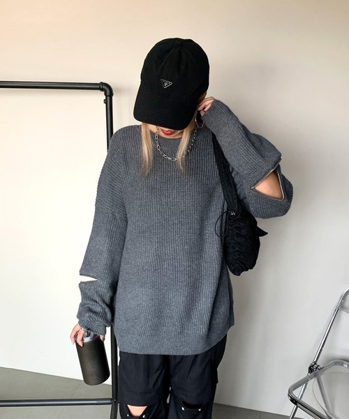 「non-hedge」 長袖ニット FREE グレー レディース_画像5
