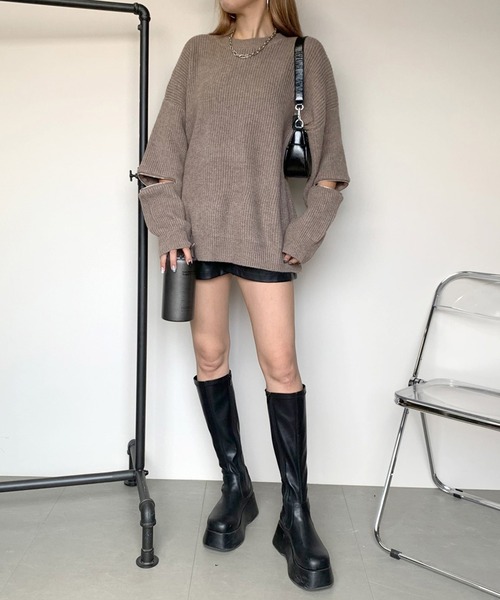 「non-hedge」 長袖ニット FREE グレー レディース_画像8