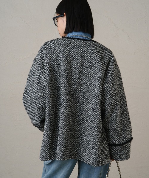 Loungedress ラウンジドレス　ツイードジャケット　グレー　 正規美品 Loungedress（ラウンジドレス） ツイードジャケット FREE グレー