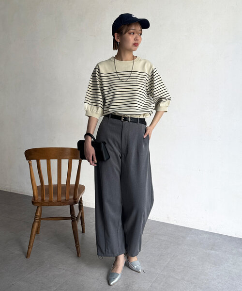 Chez toi ニット セーター 5分袖コンパクトニット レディース