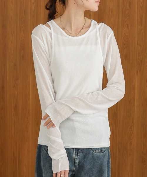 BAB（バブ） tシャツ 「2点セット」レイヤードセットシアーカットソー