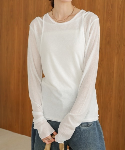 BAB（バブ） tシャツ 「2点セット」レイヤードセットシアーカットソー
