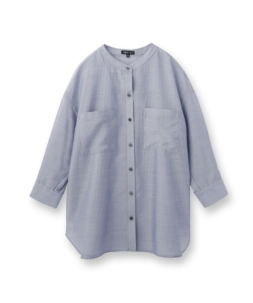 ブラウス シャツ 「洗える／エアリー素材」バンドカラーシャツ レディース INDIVI ブラウス シャツ 「洗える／エアリー素材」バンドカラー