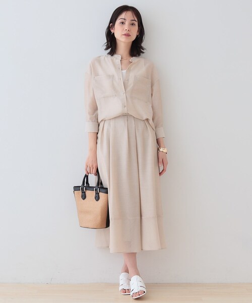 ブラウス シャツ 「洗える／エアリー素材」バンドカラーシャツ レディース INDIVI ブラウス シャツ 「洗える／エアリー素材」バンドカラー