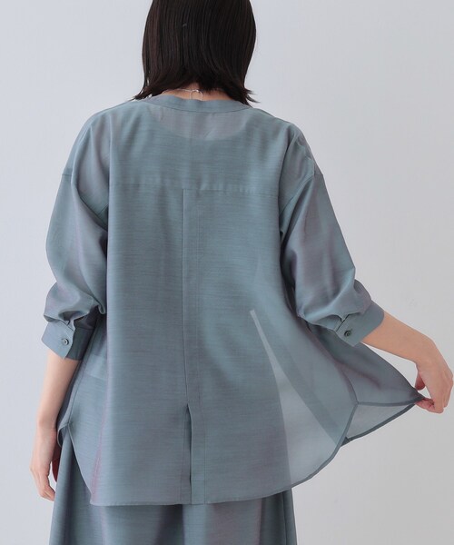 ブラウス シャツ 「洗える／エアリー素材」バンドカラーシャツ レディース INDIVI ブラウス シャツ 「洗える／エアリー素材」バンドカラー