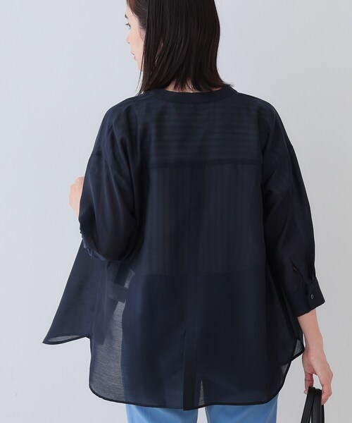 ブラウス シャツ 「洗える／エアリー素材」バンドカラーシャツ レディース INDIVI ブラウス シャツ 「洗える／エアリー素材」バンドカラー