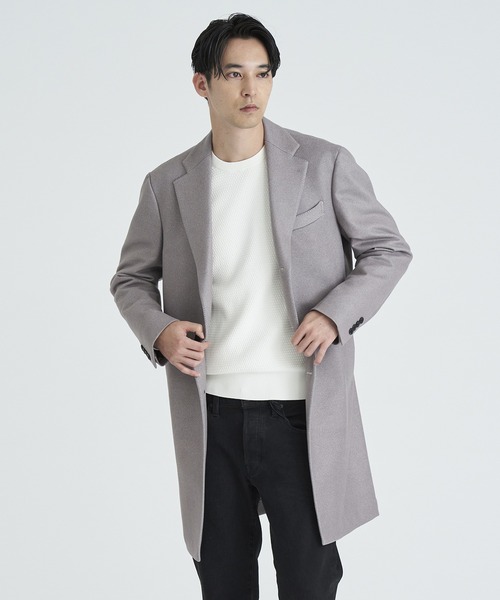 エストネーション チェスターコート グレー L ウール 二つボタン ESTNATION（エストネーション） チェスターコート X-LARGE グレー