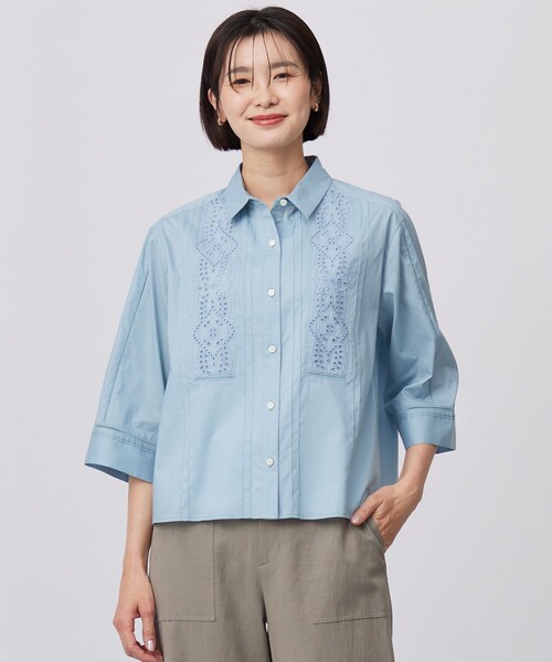 ブラウス シャツ 「洗える」セルロースライト刺繍  シャツ ブラウス レディース ブラウス シャツ 「洗える」セルロースライト刺繍 レディース