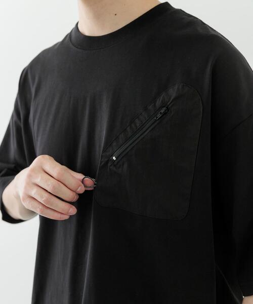 ITEMS URBANRESEARCH tシャツ ジップポケットキリカエクルー
