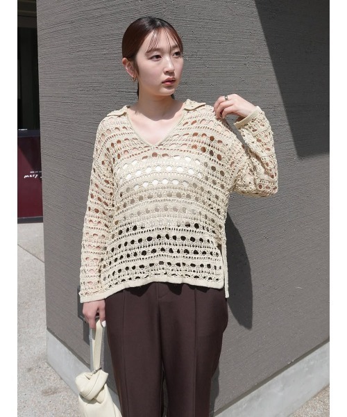 MANOF（マノフ） ニット セーター CROCHET KNIT TOPS レディース