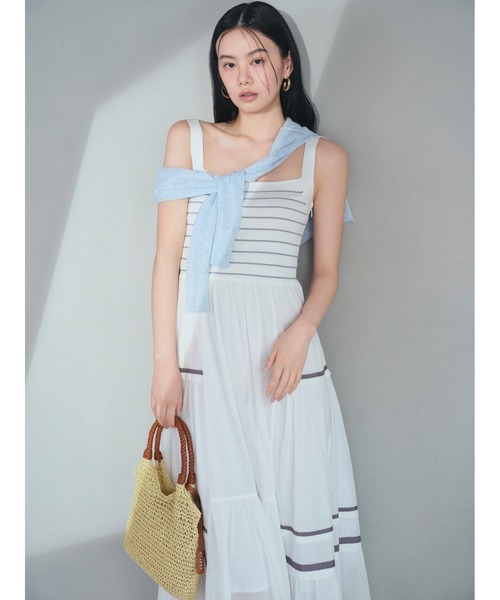 FRAY I.D ワンピース ニットコンビタックティアードワンピ