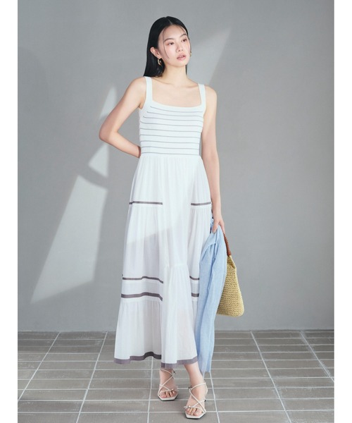 FRAY I.D ワンピース ニットコンビタックティアードワンピ