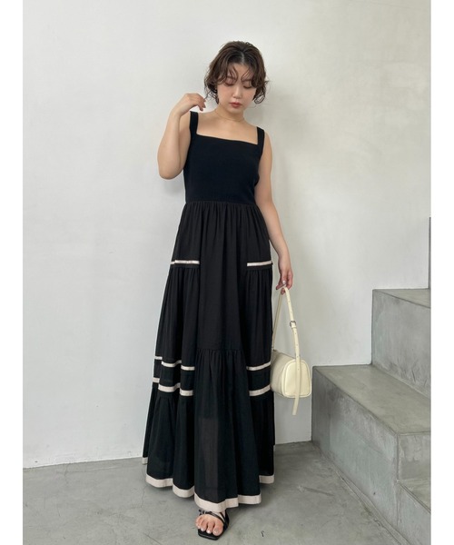 ちぃ　FRAY I.D ニットコンビタックティアードワンピ フレイ アイディー FRAY I.D 2wayニットコンビタックティアード