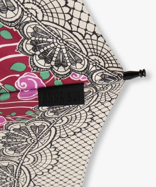 新品　アナスイ　晴雨兼用長傘　黒　日傘　雨傘　花柄　ロゴ入り ANNA SUI 傘 RESORT花柄プリント雨傘(長傘) レディース