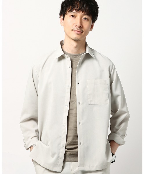 シャツ 長袖レギュラーカラーシャツ ウォッシャブル ウールライク