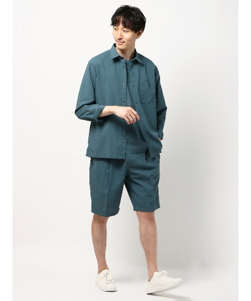 シャツ 長袖レギュラーカラーシャツ ウォッシャブル ウールライク 