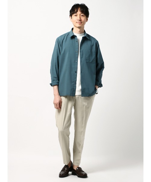 シャツ 長袖レギュラーカラーシャツ ウォッシャブル ウールライク