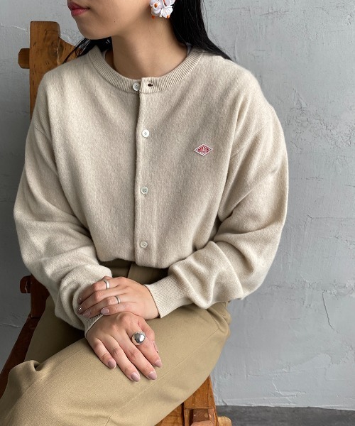 新品　カーディガン　DANTON ダントン　36 ウール100 XL相当　レッド Danton（ダントン） ニットカーディガン 36 レッド レディース