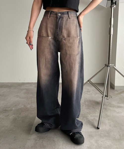 [apres jour mignon] обработка Denim брюки MEDIUM оттенок голубого прочее женский 