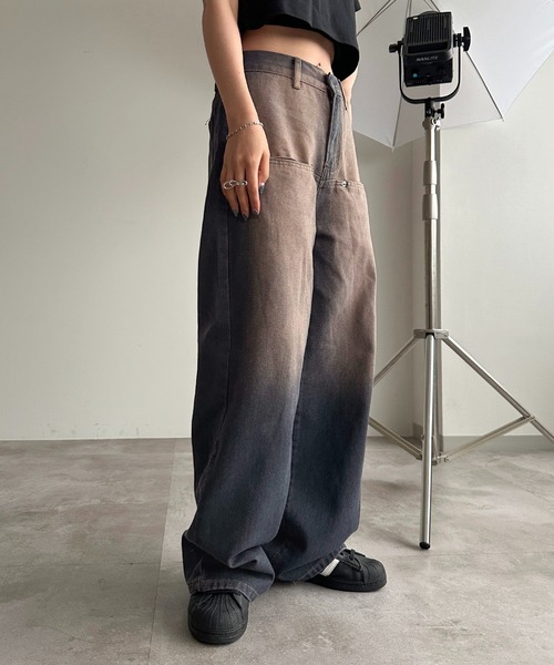 [apres jour mignon] обработка Denim брюки MEDIUM оттенок голубого прочее женский 