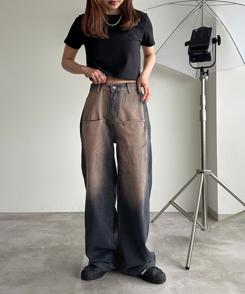 [apres jour mignon] обработка Denim брюки MEDIUM оттенок голубого прочее женский 
