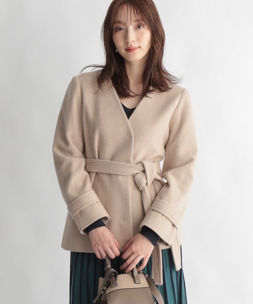 Andemiu（アンデミュウ） ノーカラーコート FREE ベージュ レディース
