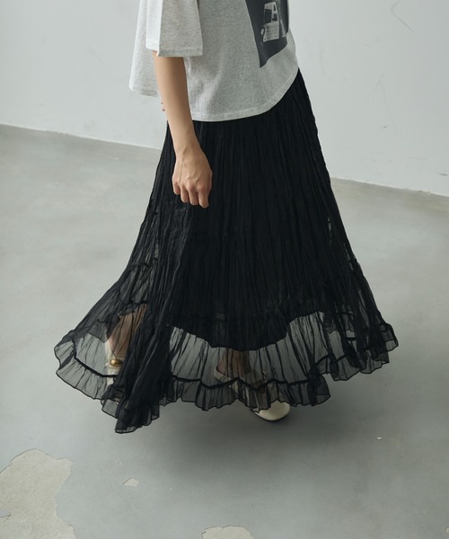 Lunea スカート しわプリーツフリルティアードスカート : ZOZOTOWN