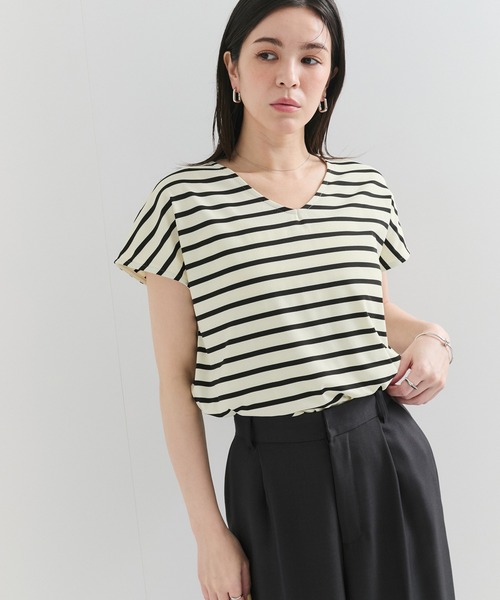 LE CERCLE par rope' tシャツ 半袖 2WAYフレンチスリーブボーダーTee