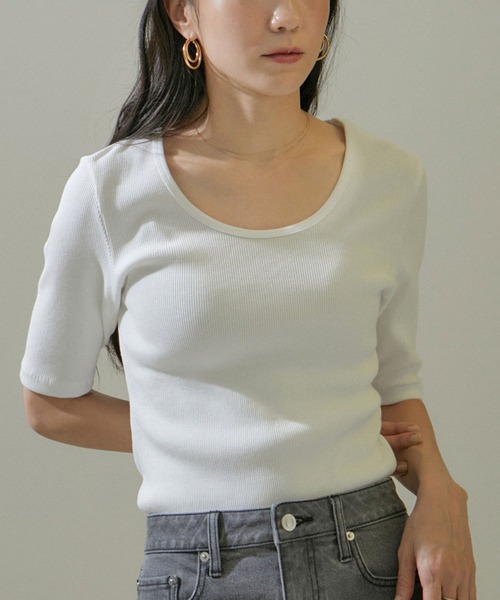 「SALON adam et rope'」 半袖Tシャツ FREE オフホワイト レディース