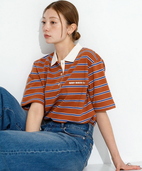 URBAN RESEARCH Sonny Label／ピンクビートル／ポロ URBAN RESEARCH Sonny Label ポロシャツ ポロ メッセージ