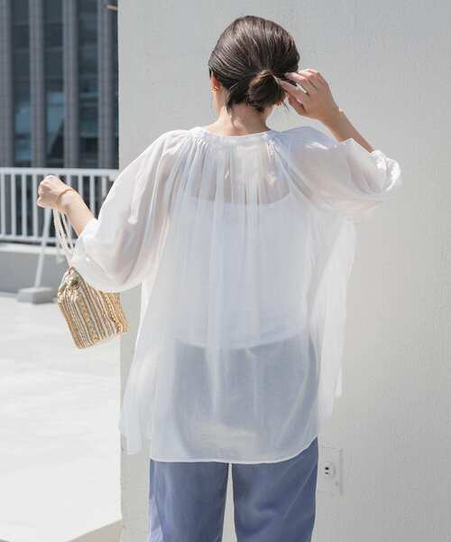 「URBAN RESEARCH DOORS」 7分袖ブラウス MEDIUM ブルー レディース URBAN RESEARCH DOORS 「URBAN DOORS」 7分袖ブラウス MEDIUM