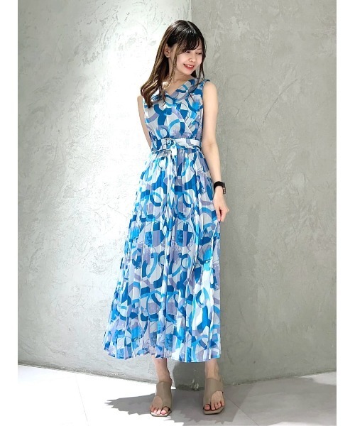 And Couture アンドクチュール ノースリーブワンピース 38 新品 snc アンドクチュール And Couture ワンピース 38 紺 黄色 白