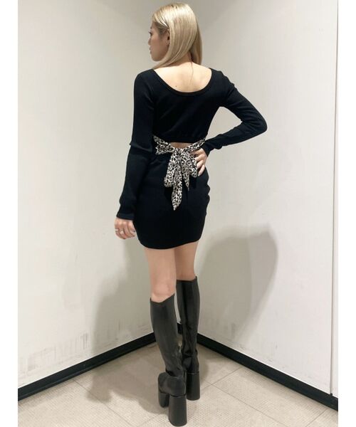 GYDA ワンピース レオパードバックリボンテレコミニワンピース
