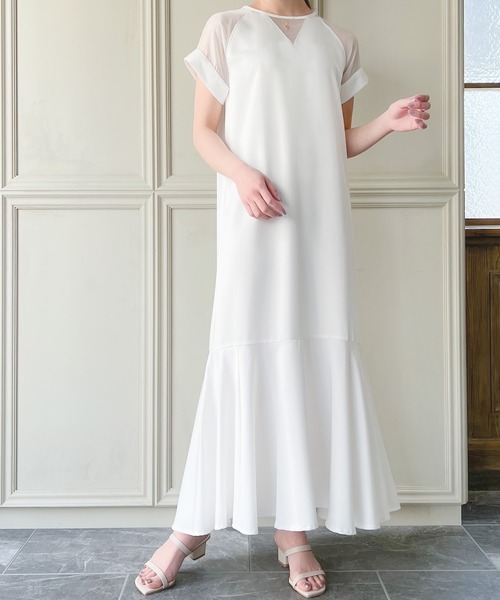 JUNOAH（ジュノア） 半袖ワンピース MEDIUM ネイビー レディース