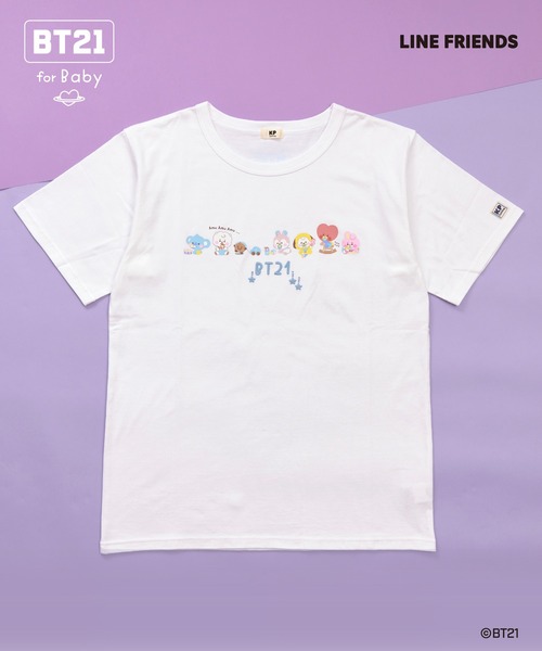 tシャツ 「BT21」プリント＆刺しゅう半袖Tシャツ(大人) レディース