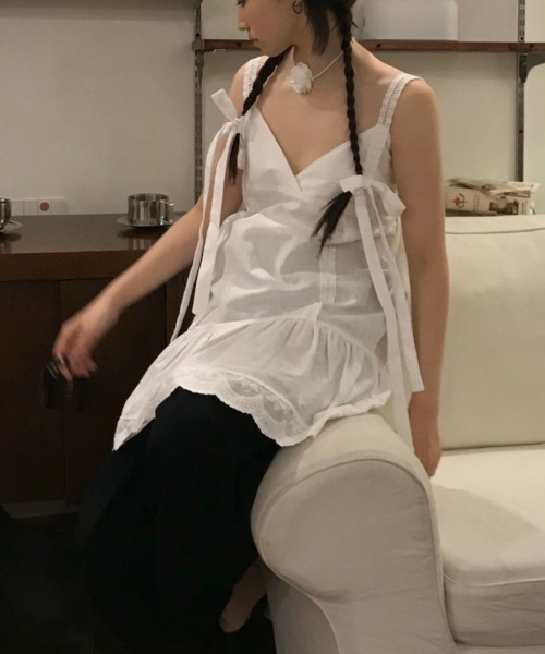 「Achic」 ノースリーブチュニック M オフホワイト レディース