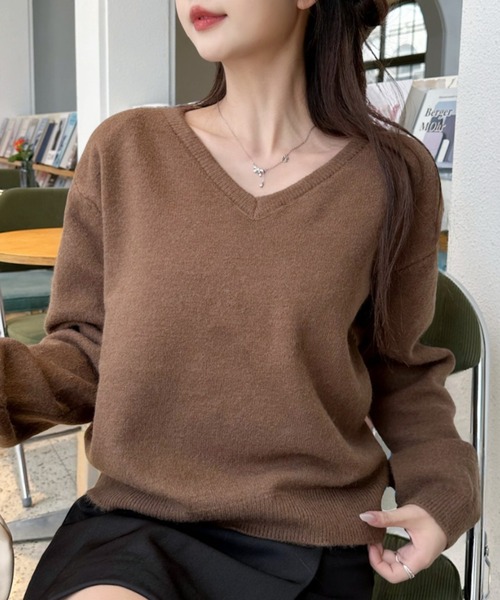 Ada. ニット セーター Vネック フラッフィー ニット レディース