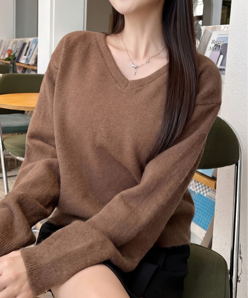 Ada. ニット セーター Vネック フラッフィー ニット レディース
