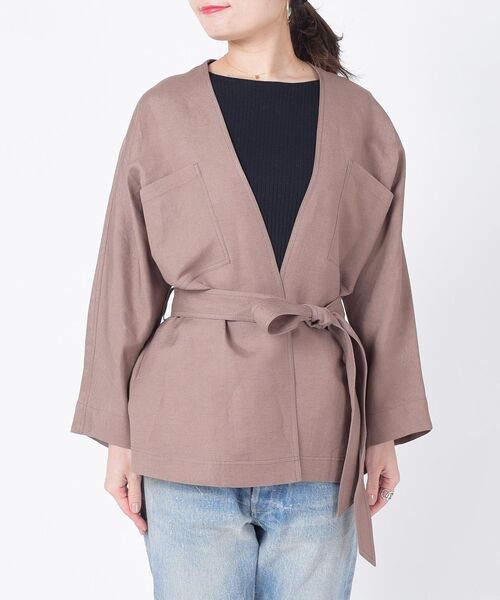 SHIPS（シップス） ノーカラージャケット ONE SIZE ベージュ