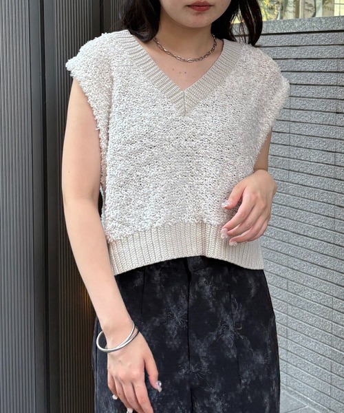 &g'aime ニット セーター 「＆g'aime」バタフライヤーンベスト