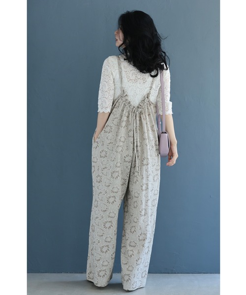 新作8月10日 くったり柔らかな花柄ジャガードサロペット cawaii fzp00236od S~L対応 春 夏 軽量 大人女子 体型カバー 楽ちん デイリー使い 高級感 大人可愛い おしゃれ ブラウン レディース ファッション 大人 ママ ミセス 30代 40代 50代 cawaii サロペット オーバーオール くったり柔らかな花柄ジャガード