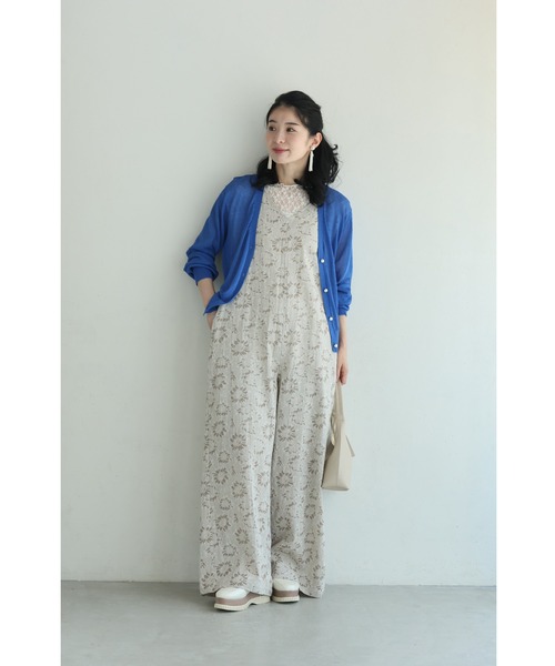 cawaii サロペット オーバーオール くったり柔らかな花柄ジャガード