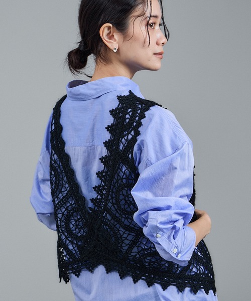ADAM ET ROPÉ メドモワゼル　レース　刺繍　ブラウス　ジレ　ベスト ADAM ET ROPÉ メドモワゼル レース 刺繍 ブラウス ジレ ベスト