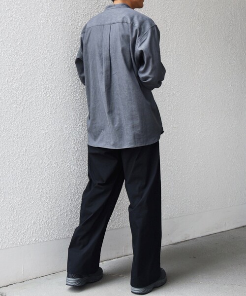 SHIPS any シャツ any:「洗濯機可能」4.5oz ライト デニム バンド